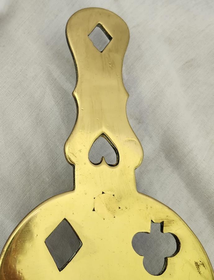 Antique Brass & Copper Trivet w/Playing Card Motif