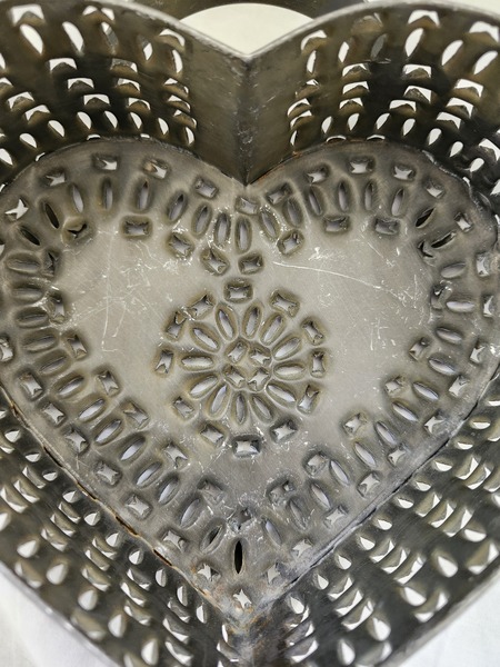 Vintage PA. Folk Art Tin Heart Cheese Mold