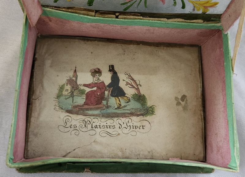 **Antq. Wallpaper & Painted Glass Trinket Box
