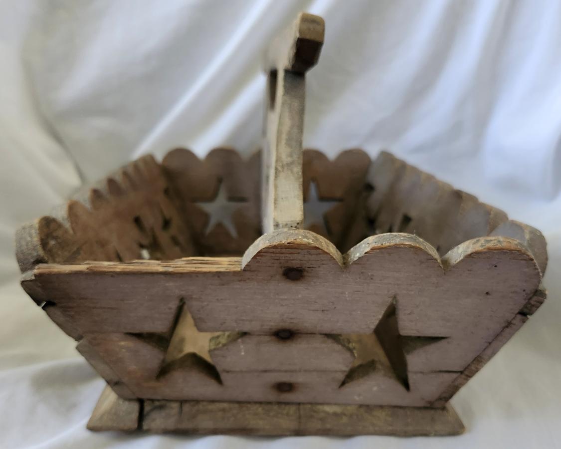 19th C. Folk Art Cutlery Box Orig. Mauve Paint
