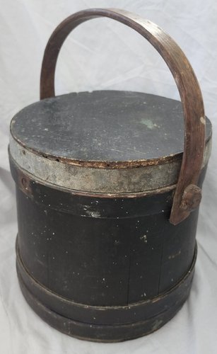 **Antique Primitive Firkin in Old Black Paint