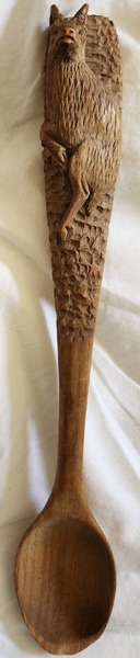 **Antique Black Forest Wolf & Ram Fork & Spoon