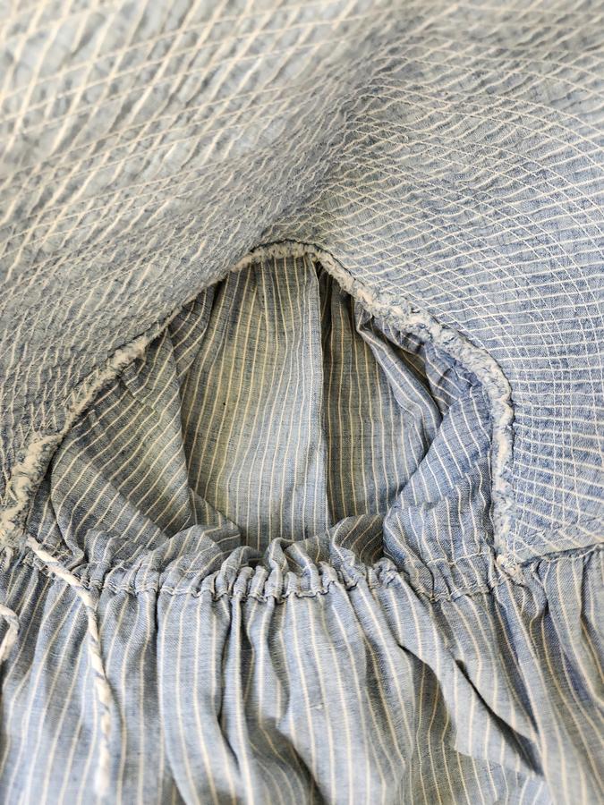 Vintage Blue & White Chambray Prairie Bonnet
