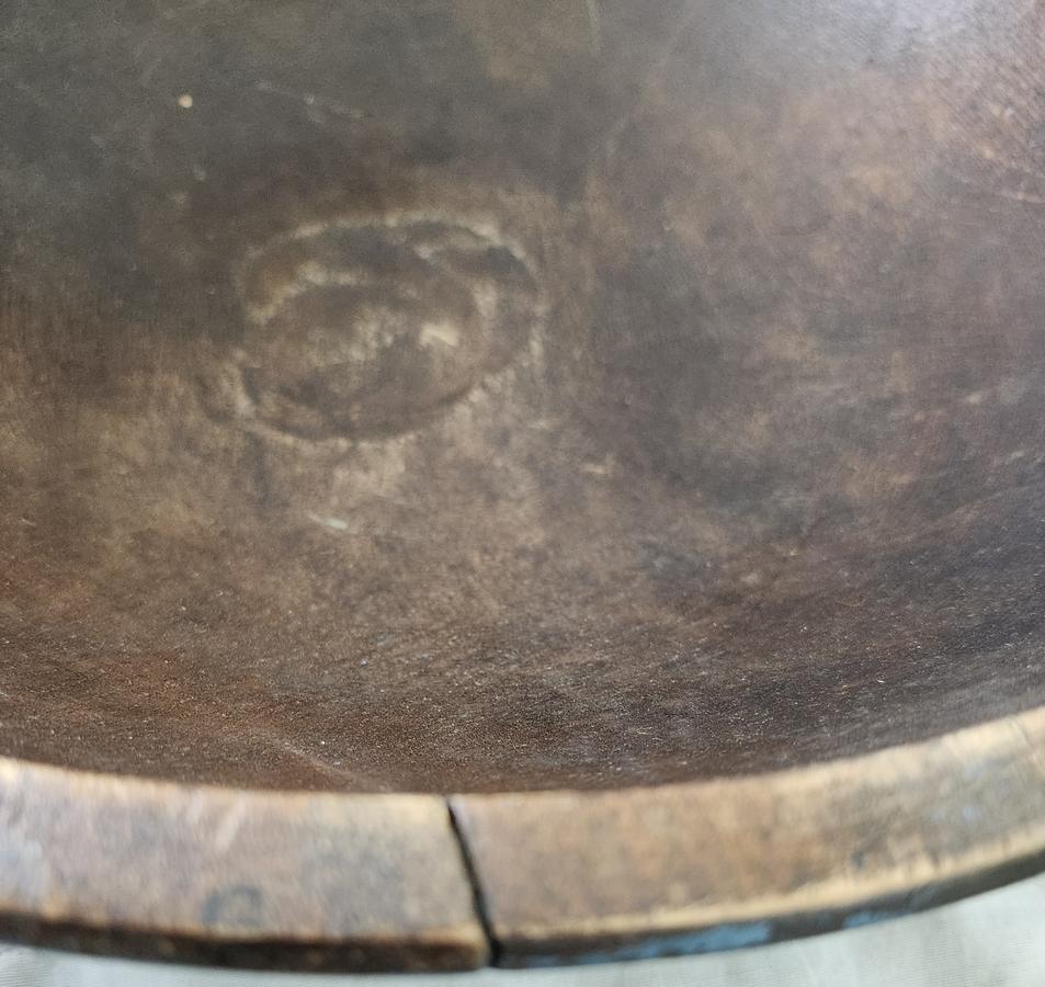 Antique PA. Dough Bowl in Orig. Blue Paint