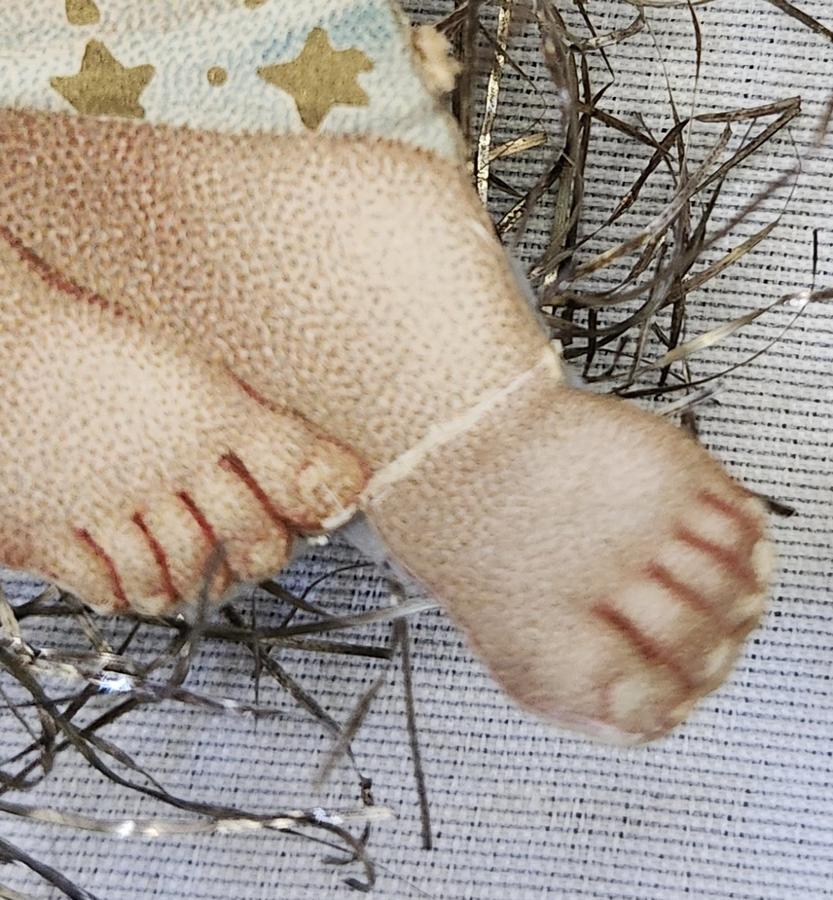 Antique Baby Jesus Scrap Tinsel Xmas Ornament