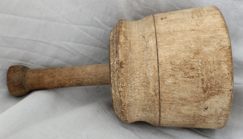 Antq. Deeply Carved Flower & Fern Butter Mold