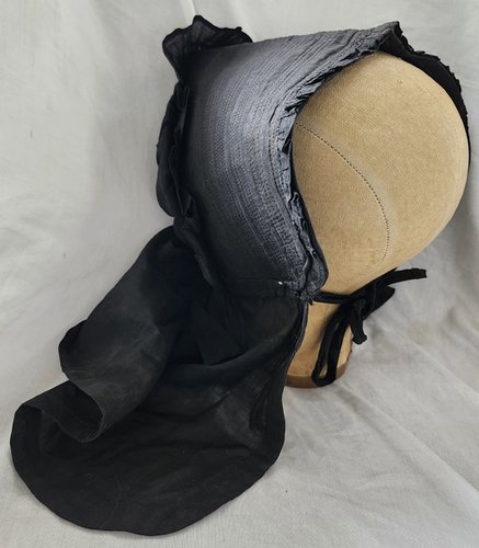 **Antq. PA. Black Mourning Bonnet, Possibly Amish