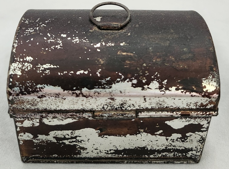 **Antq. Mini Tole Painted & Japanned Dome Top Box