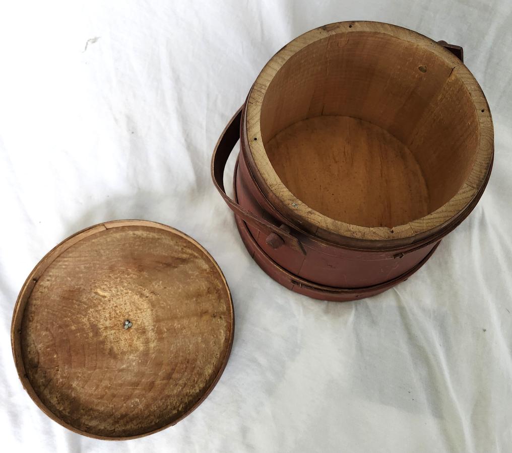 Antique Primitive Maine Firkin in Old Red Paint