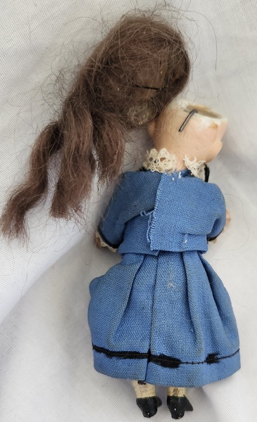 **Antique 5" German 16/0.M. Doll w/Original Wig