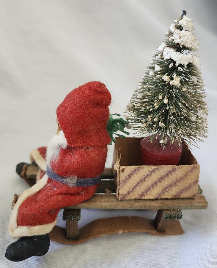 Antique German Santa on Sleigh w/Tree