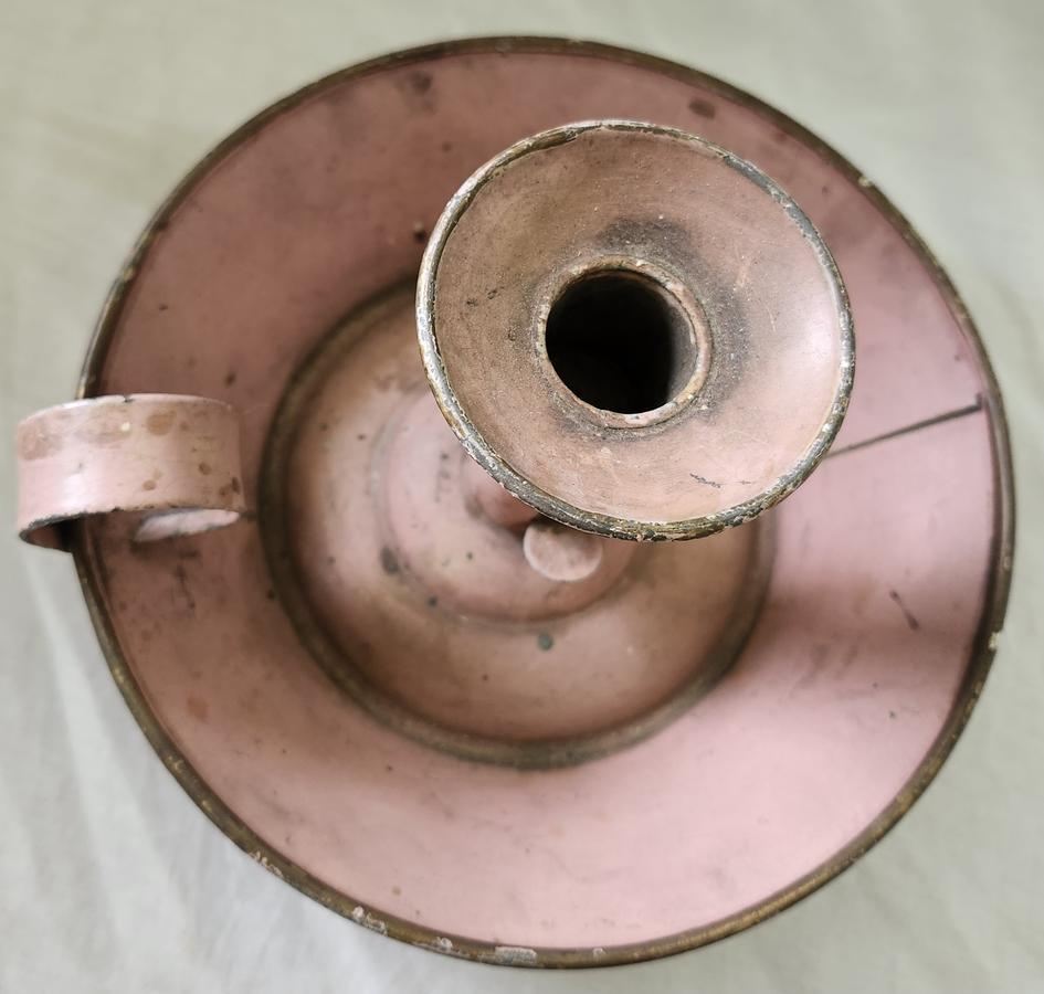 Antq. PA. Tin Push-Up Candlestick in Orig. Pink