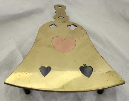 Antique Brass & Copper Trivet w/Playing Card Motif