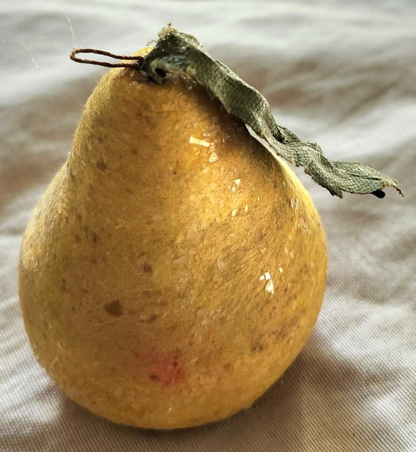 Vintage German Spun Cotton Pear Xmas Ornament