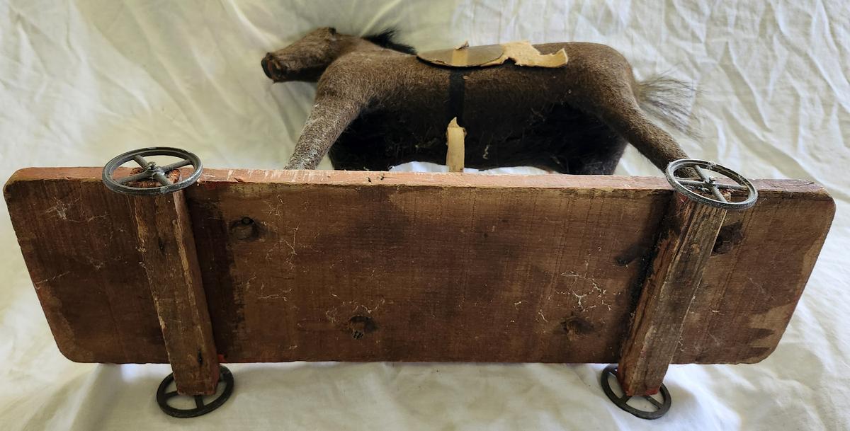 Antique Mohair Horse Pull Toy