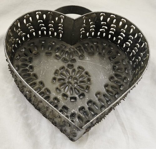 Vintage PA. Folk Art Tin Heart Cheese Mold