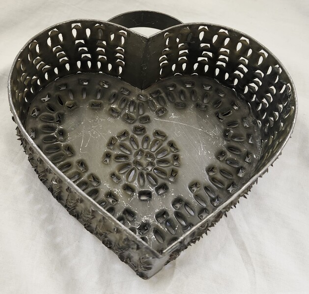 Vintage PA. Folk Art Tin Heart Cheese Mold
