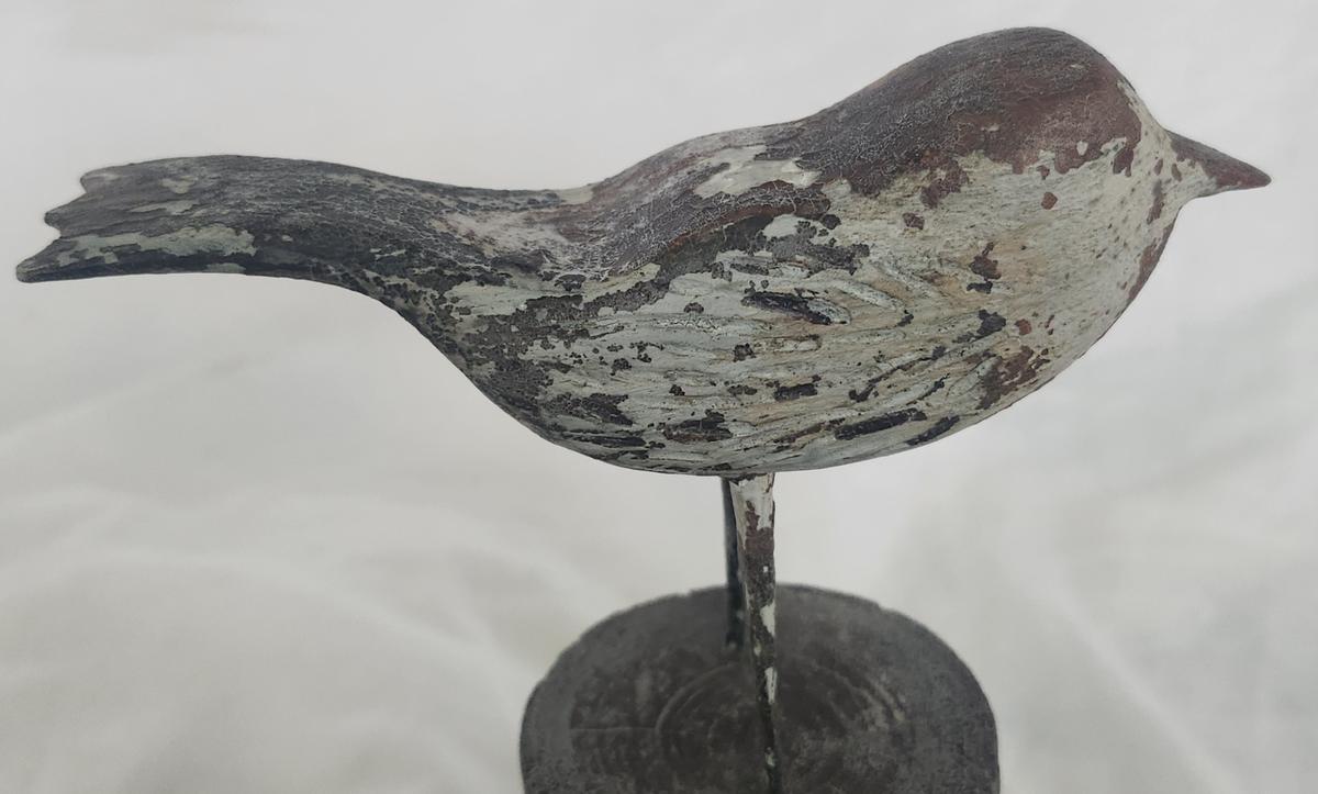 Antique Folk Art Bird with Incised Carving on Base