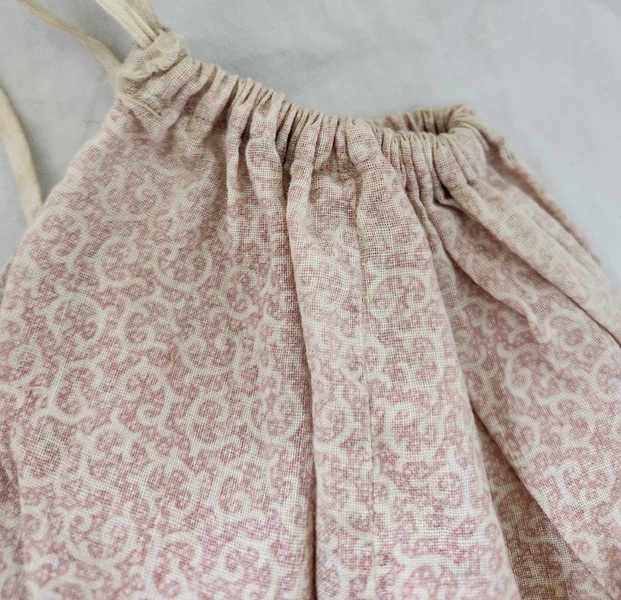 Antique Pink Calico Drawstring Ditty or Seed Bag