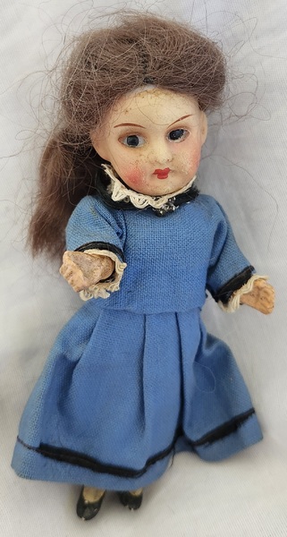 **Antique 5" German 16/0.M. Doll w/Original Wig