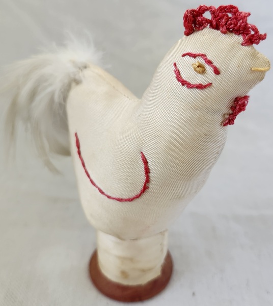 Chicken Rooster on Spool Pin Cushion Ex Booth #1