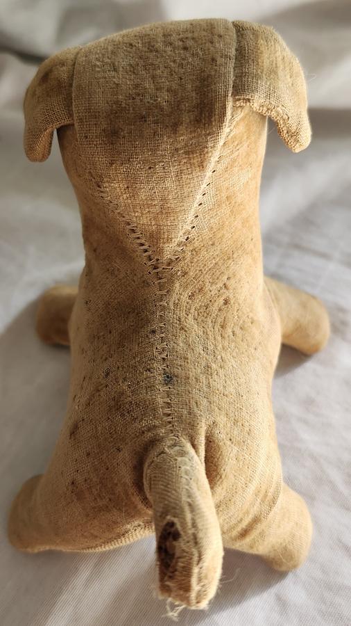 Antique Folk Art Velvet Dog Pin Cushion Whimsy