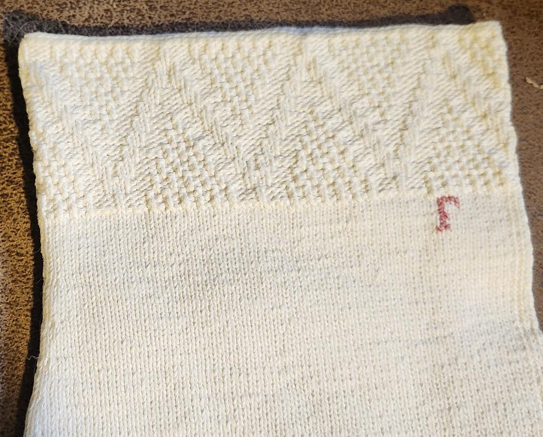 Pr. Antique PA. Wedding Socks w/Initials #2