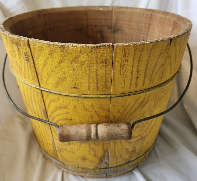 **Antique New England Grain Painted Yellow Bucket