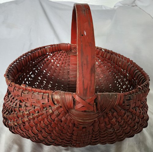 Antique Red Painted Buttocks Basket-Ex Hawkins