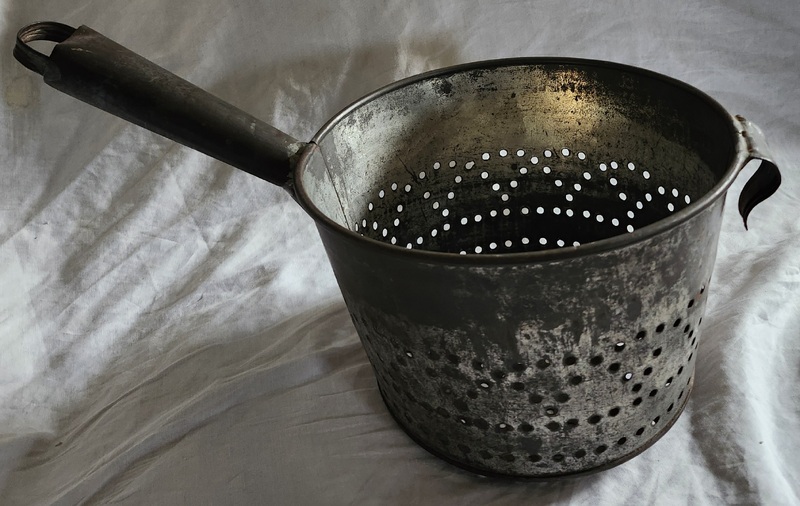 Large Vintage Primitive Tin Strainer