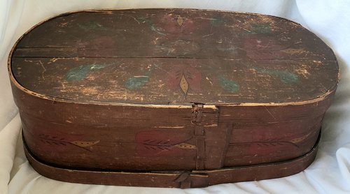 **19th C. PA. Folk Art Bandbox w/Tulip Design