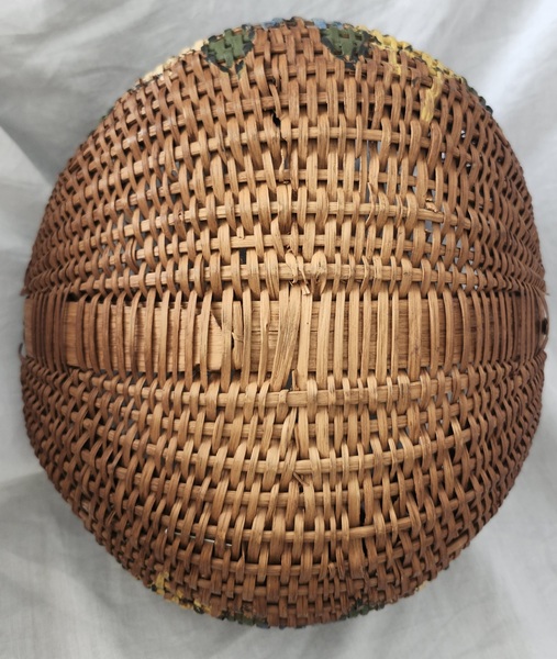 **Antique Buttocks Basket w/Painted Flowers