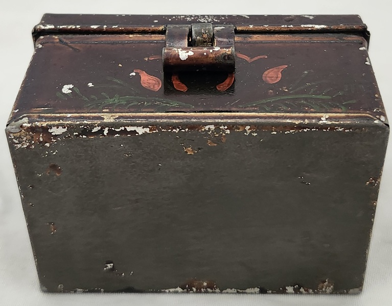 **Antq. Mini Tole Painted & Japanned Dome Top Box