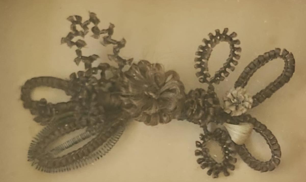 19th C. Framed Folk Art Woven Hair Memorial