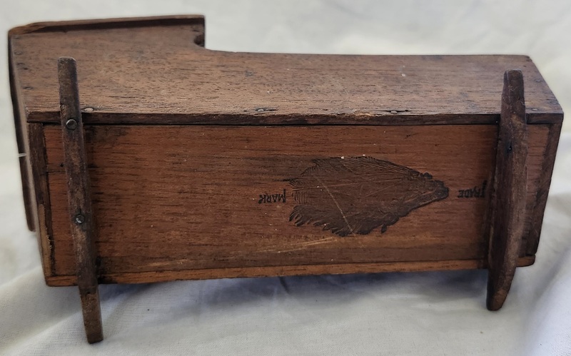Tiny Antq. Hooded Doll Cradle w/Printed Landscape