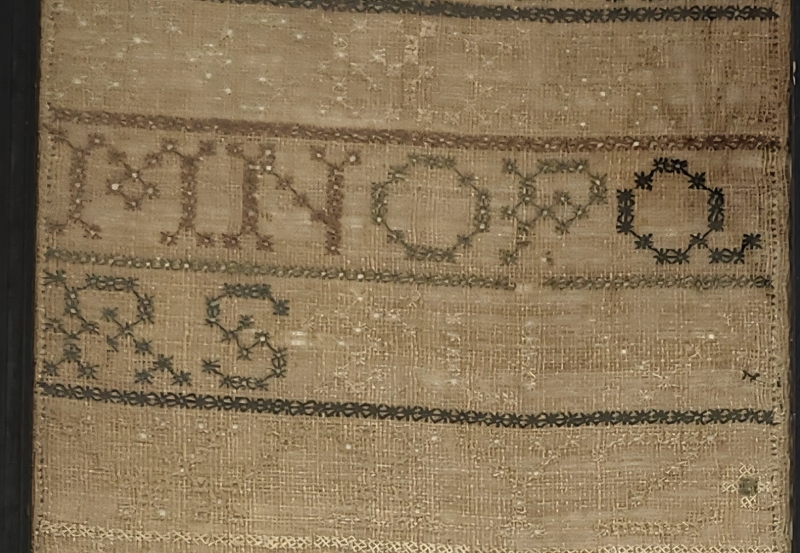 Rare 1793 Figural Sampler by Sarah Hughes
