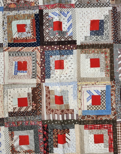 **Antique Log Cabin Crib Quilt in Early Fabrics