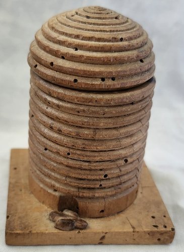 Sweet Antique Folk Art Bee Skep Form Inkwell