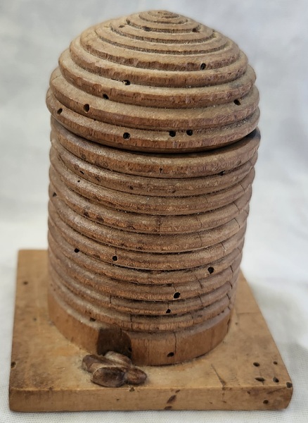 Sweet Antique Folk Art Bee Skep Form Inkwell