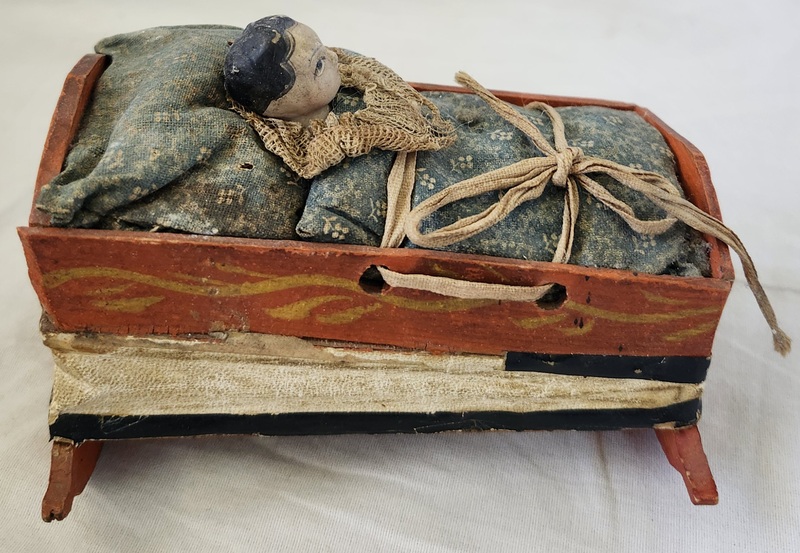 Antique Working German Child in Cradle Pipsqueak