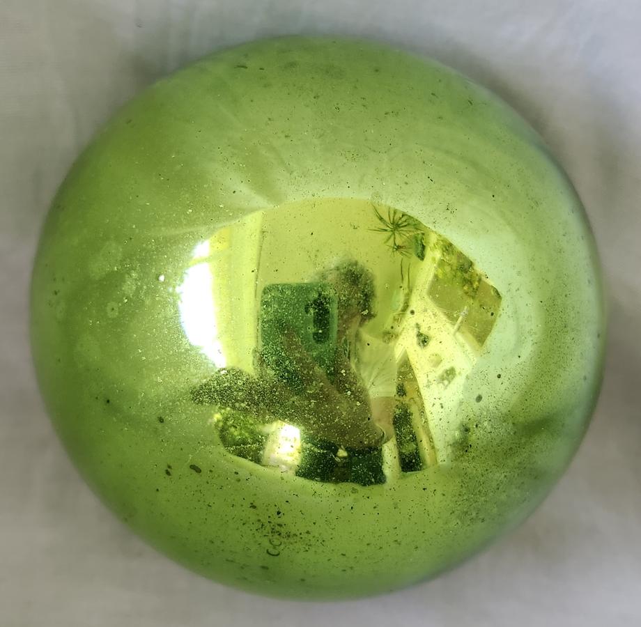 Antique German Cobalt Green Kugel Ornament