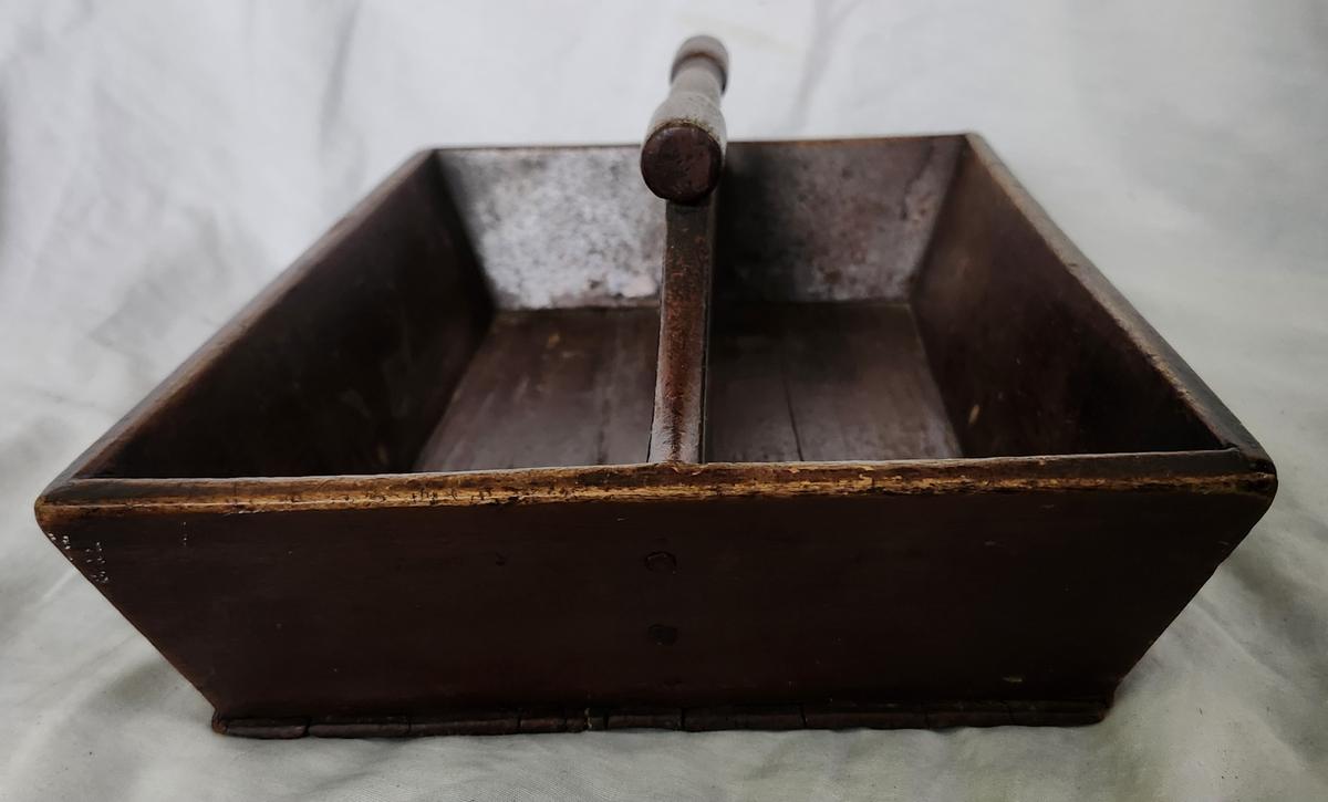 19th C. Cutlery Tray in Old Dark Red Paint