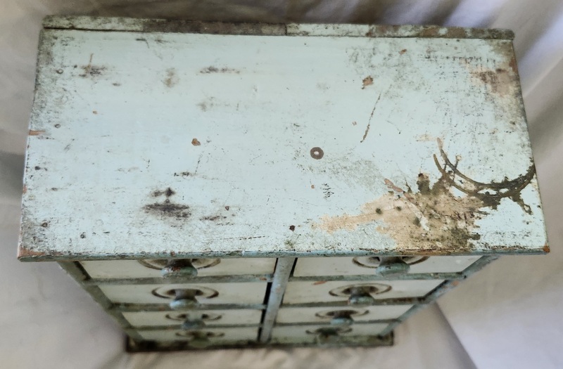 **Vintage Primitive Spice Cabinet in Old Blue Pain