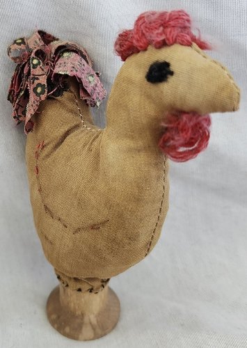 Chicken Rooster on Spool Pin Cushion Ex Booth #7