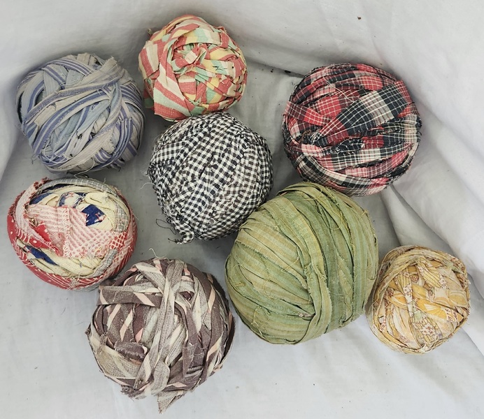 **Group of 8 Authentic Vintage Rag Balls