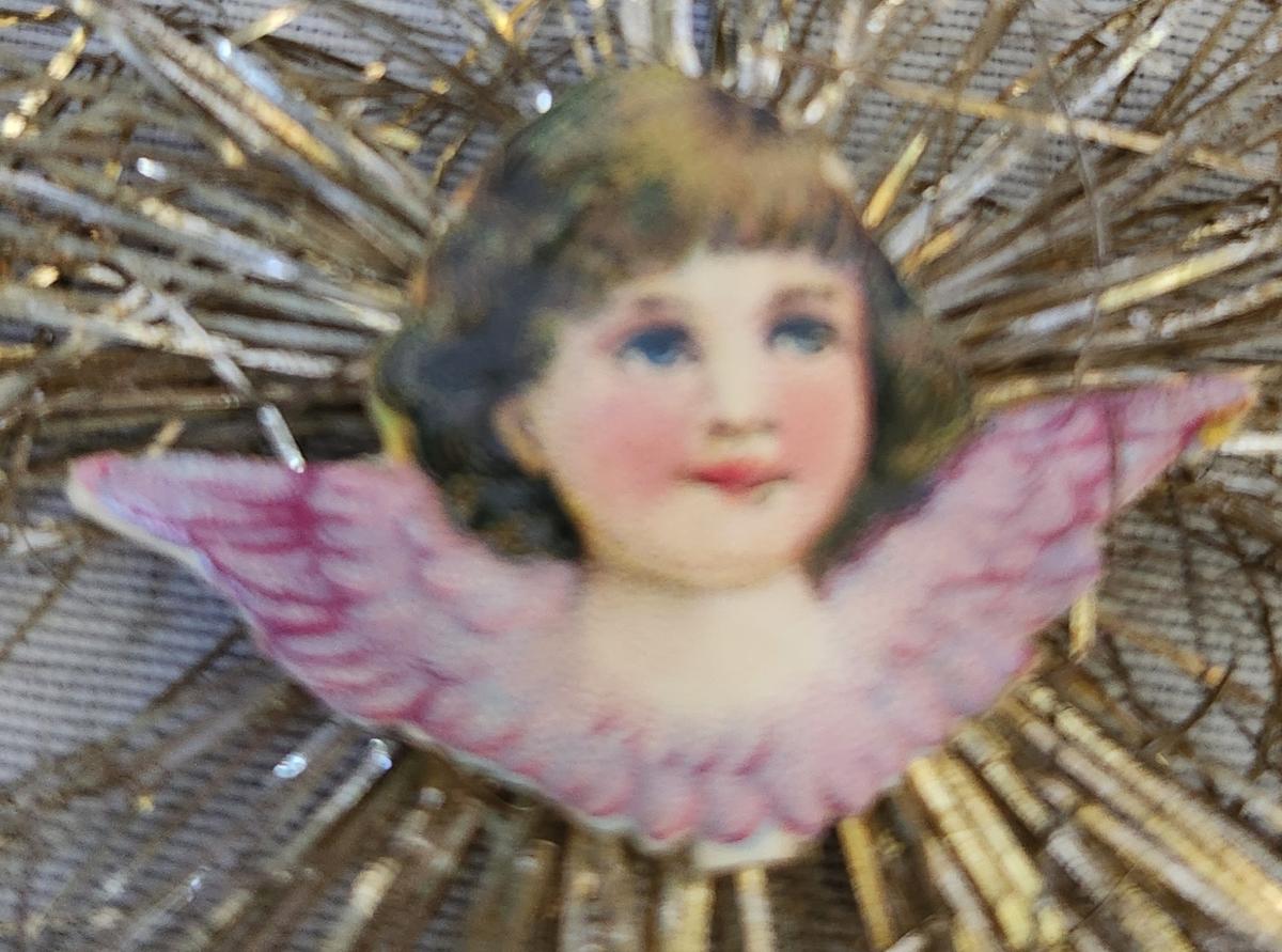 Pr. Antq. Angel/Cherub Scrap Tinsel Xmas Ornaments