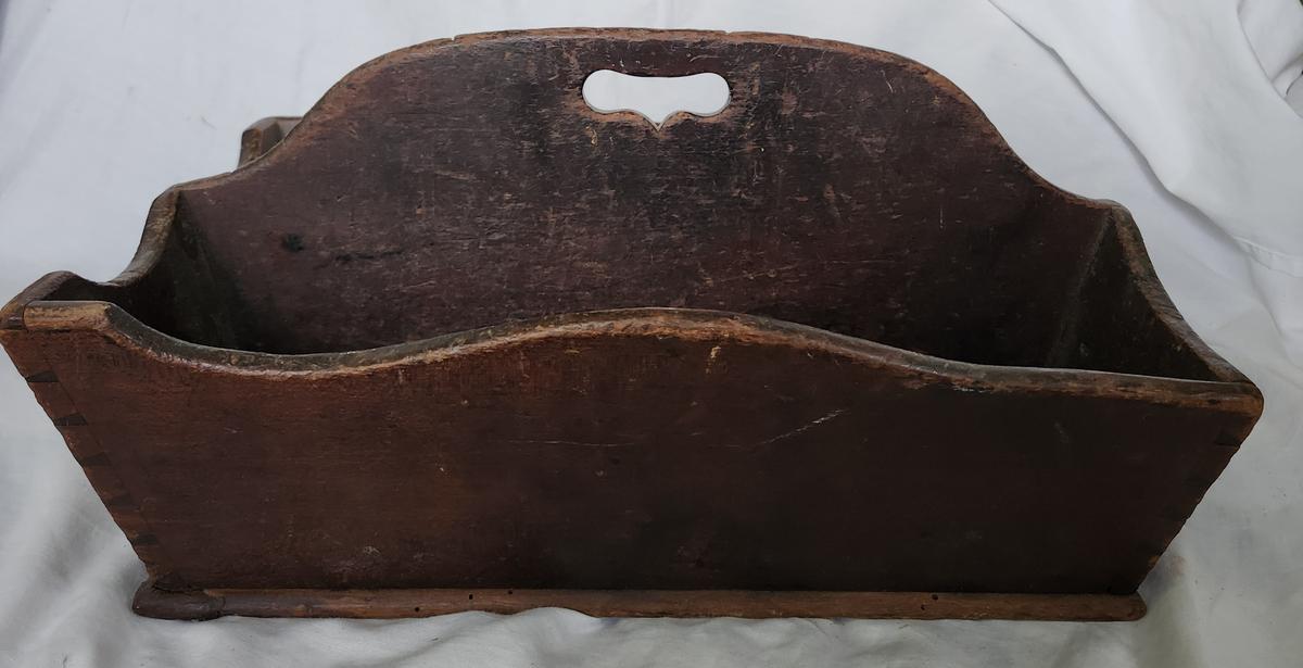 Lg. Antique PA. Cutlery Tray in Original Red Wash