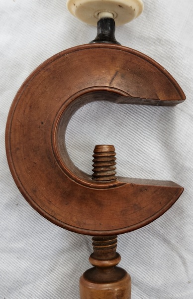 **19th C. Bone, Baleen, & Wood Sewing Clamp