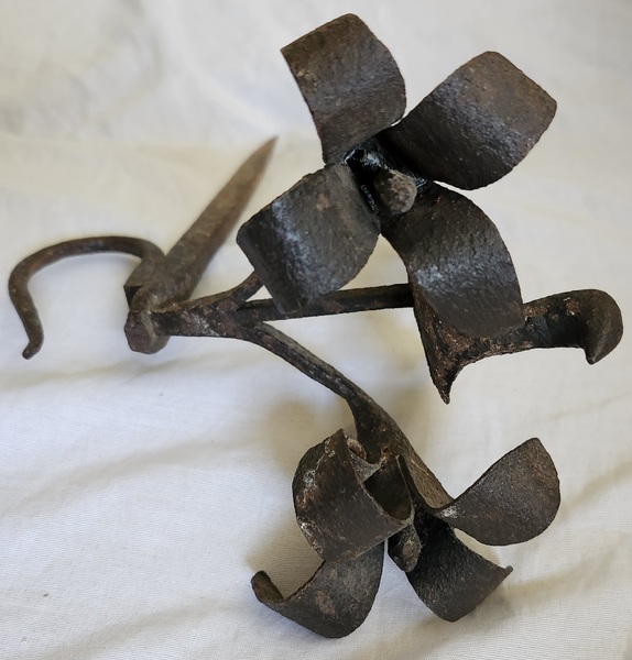 19th C. PA. Betty Lamp Hanger w/Bird & Flowers
