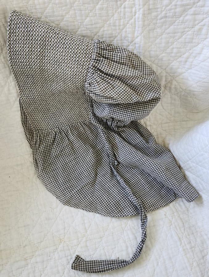 Vintage Black & White check Prairie Bonnet